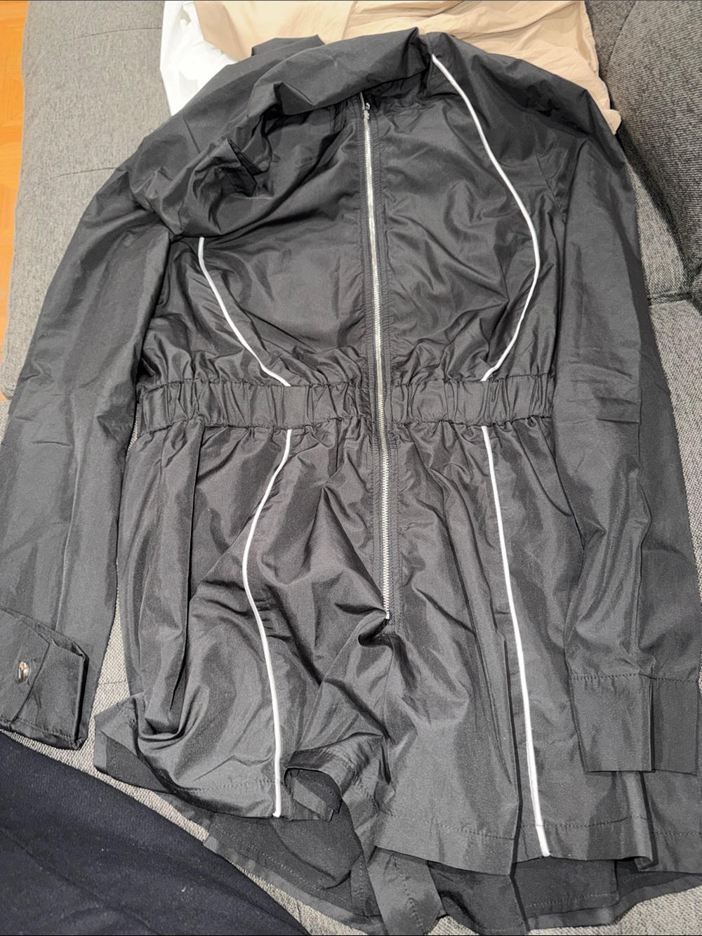 superdown Black Hooded Anorak with White Piping